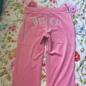 Juicy Couture Pink Rhinestone Logo Velour Track Pants